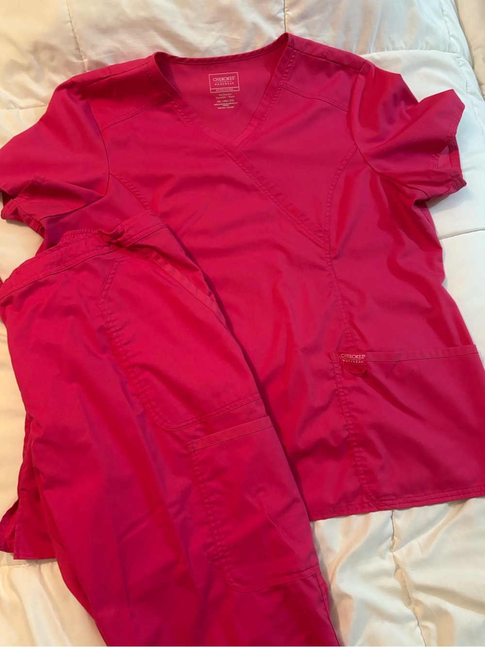 Cherokee Workwear Pink 2XL Scrub Set EUC